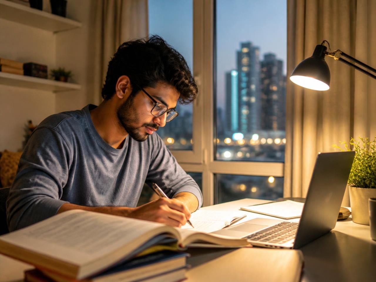 Adult learner studying at home in the UAE